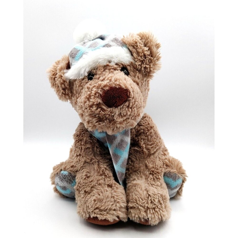 GT Gentle Treasures Brown Teddy Bear Matching Hat & Scarf Plush Stuffed Animal